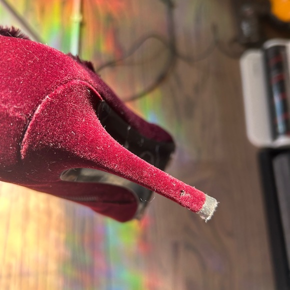 73 hours women’s wine red velvet point toe heels ankle boots - Picture 7 of 7